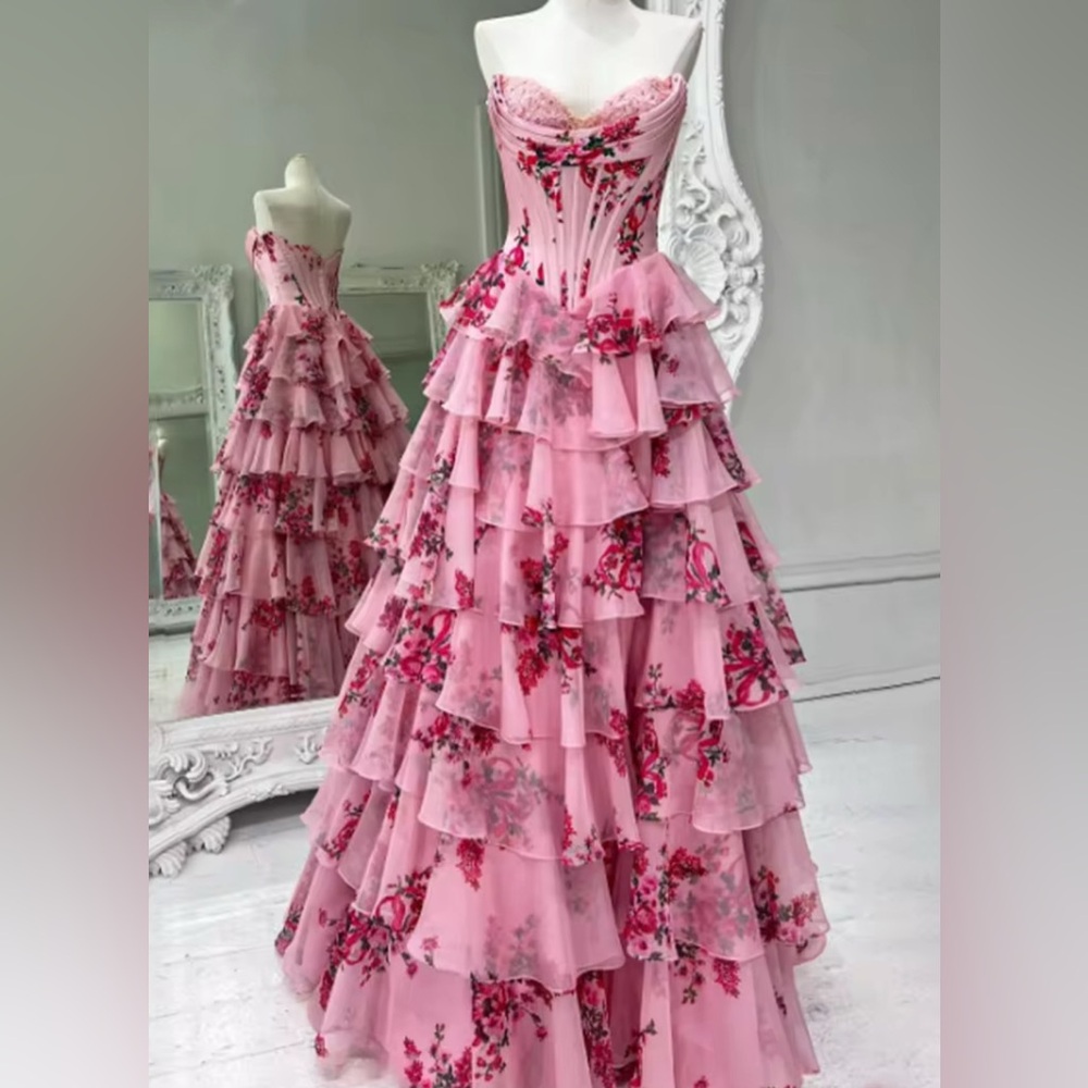 NEW $395 Bella Ball Floral Tiered Gown